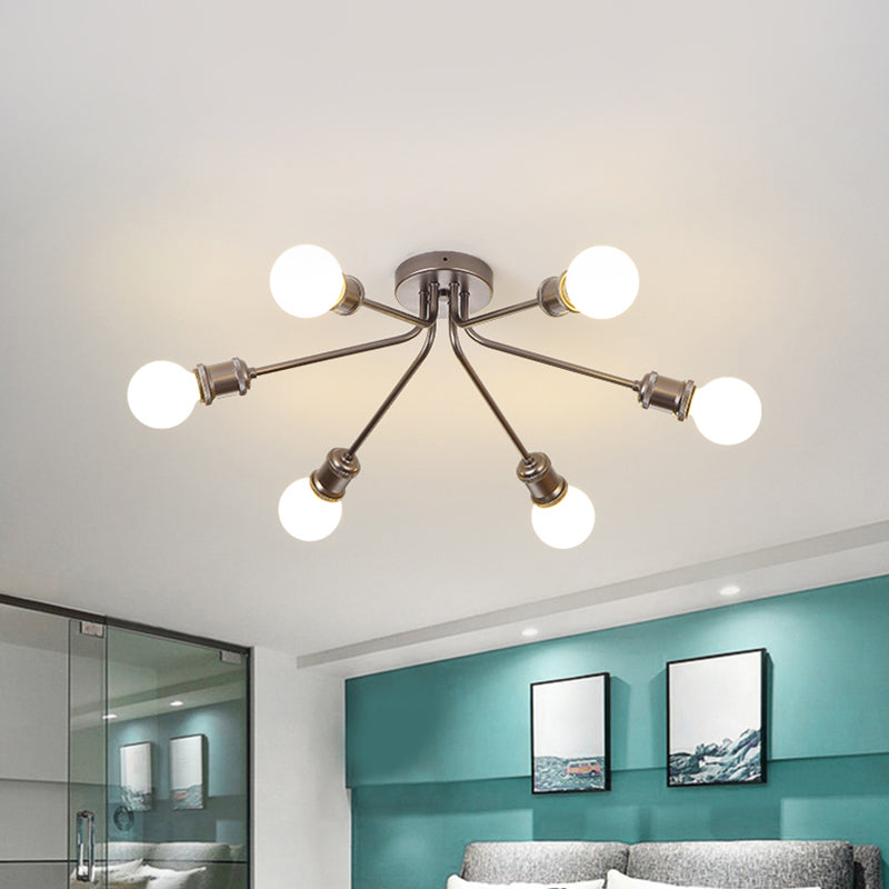 Sleek Linear Metallic Ceiling Lamp: Beautiful Semi-Flush Light For Kid’s Bedroom