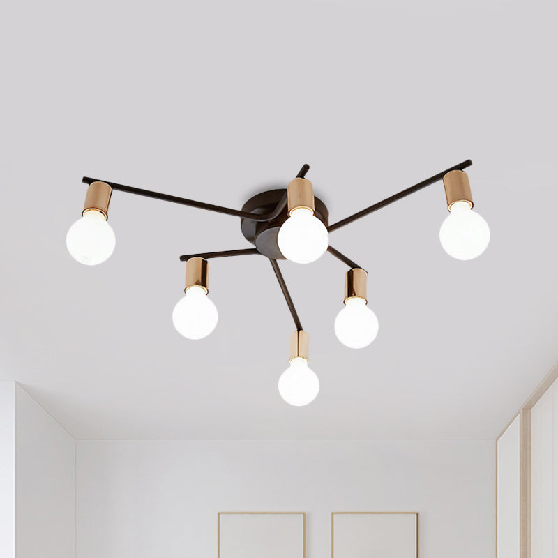 Metal Flush Mount Ceiling Lamp For Adult Bedroom & Living Room - Long Arm Design Romantic Lighting