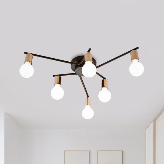 Metal Flush Mount Ceiling Lamp For Adult Bedroom & Living Room - Long Arm Design Romantic Lighting