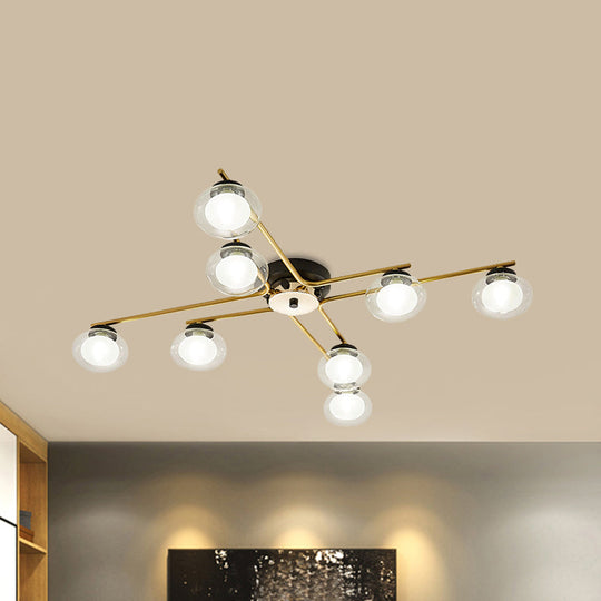 Sleek Metal Semi Flush Mount Ceiling Lamp With Multi - Head And Oval Shade - Stylish Lighting For