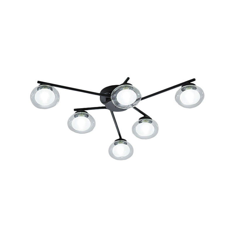 Sleek Metal Semi Flush Mount Ceiling Lamp With Multi - Head And Oval Shade - Stylish Lighting For