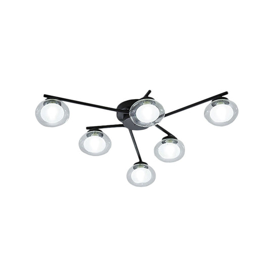 Sleek Metal Semi Flush Mount Ceiling Lamp With Multi - Head And Oval Shade - Stylish Lighting For