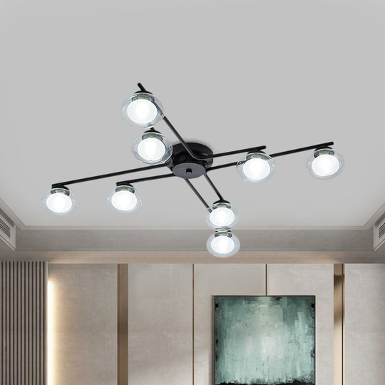 Sleek Metal Semi Flush Mount Ceiling Lamp With Multi - Head And Oval Shade - Stylish Lighting For