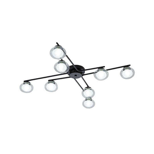 Sleek Metal Semi Flush Mount Ceiling Lamp With Multi - Head And Oval Shade - Stylish Lighting For