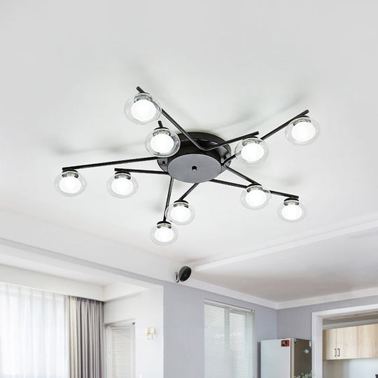 Sleek Metal Semi Flush Mount Ceiling Lamp With Multi - Head And Oval Shade - Stylish Lighting For