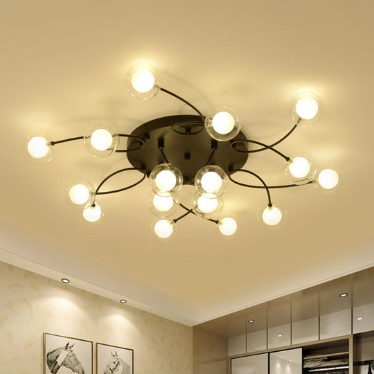 Romantic Twist Arm Black Ceiling Light: Multi - Head Semi Flushmount For Living Room