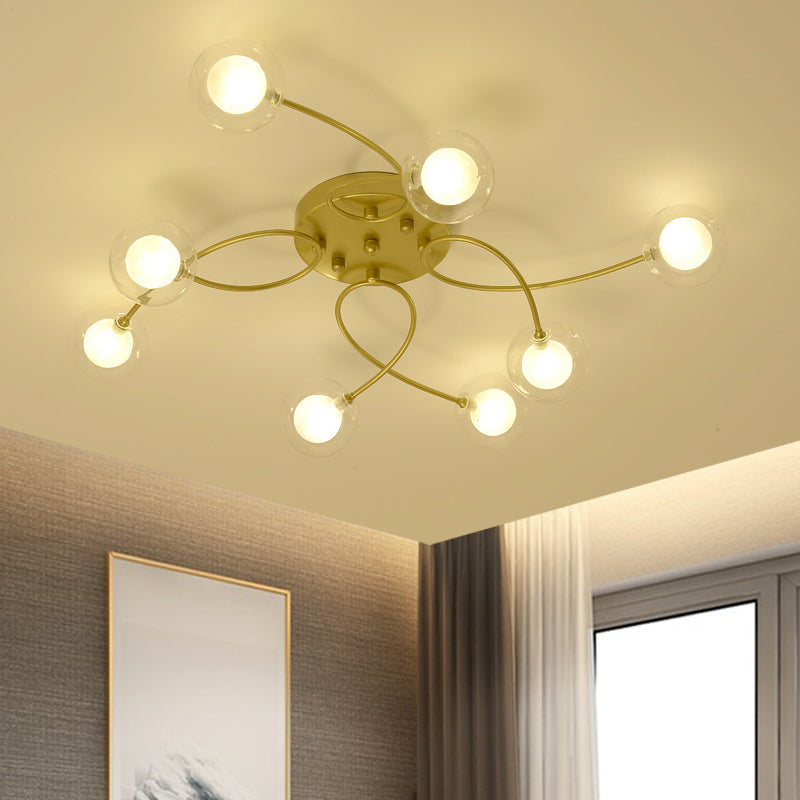 Gold Romantic Metallic Ceiling Light For Living Room Villa - Multi - Head Semi Flush Mount