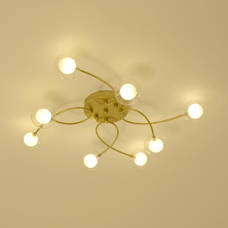 Gold Romantic Metallic Ceiling Light For Living Room Villa - Multi - Head Semi Flush Mount