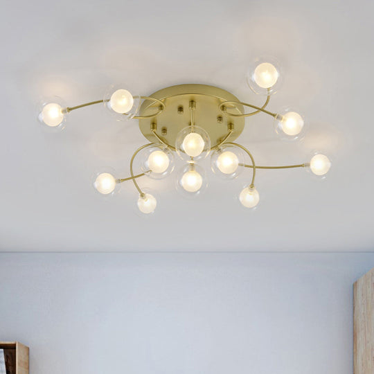 Gold Romantic Metallic Ceiling Light For Living Room Villa - Multi - Head Semi Flush Mount