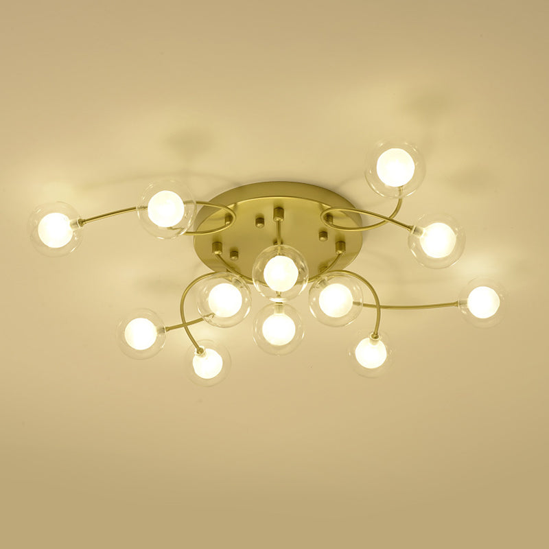 Gold Romantic Metallic Ceiling Light For Living Room Villa - Multi - Head Semi Flush Mount