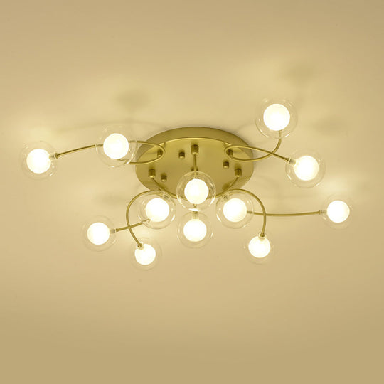 Gold Romantic Metallic Ceiling Light For Living Room Villa - Multi - Head Semi Flush Mount