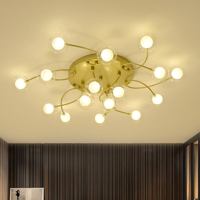 Gold Romantic Metallic Ceiling Light For Living Room Villa - Multi - Head Semi Flush Mount 16 /
