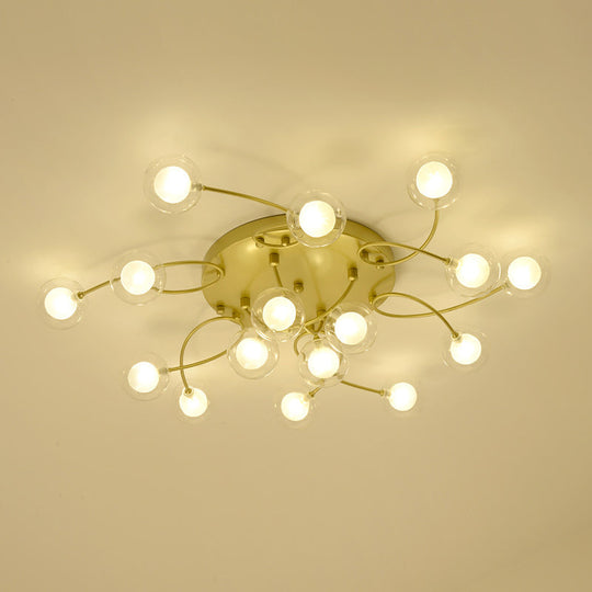 Gold Romantic Metallic Ceiling Light For Living Room Villa - Multi - Head Semi Flush Mount