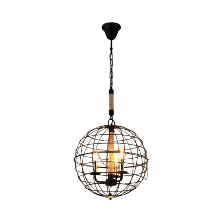 Vintage Globe Hanging Lamp With 3/4/6 Lights & Golden Iron Frame For Dining Room