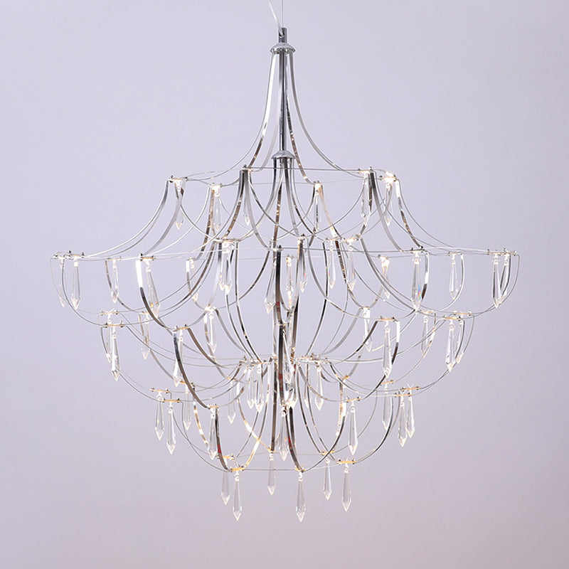 Phact - Glamorous Creative Crystal Icicle Deco Chandelier Metal Chrome Finish Pendant Light For