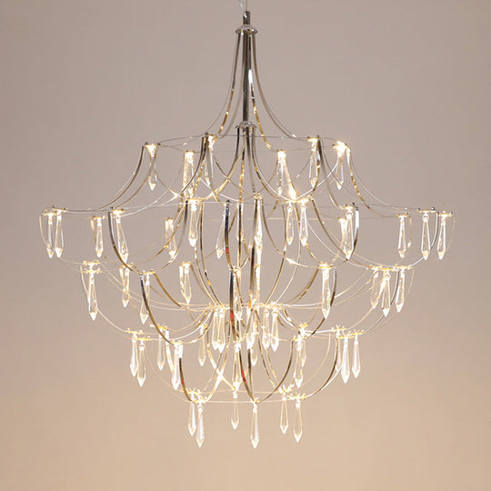 Phact - Glamorous Creative Crystal Icicle Deco Chandelier Metal Chrome Finish Pendant Light For