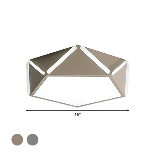 Pentagonal Flushmount Led Ceiling Lamp For Childs Bedroom - Modern Acrylic Metal Design