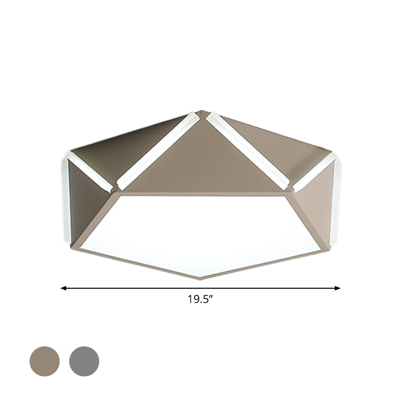 Pentagonal Flushmount Led Ceiling Lamp For Child’s Bedroom - Modern Acrylic Metal Design