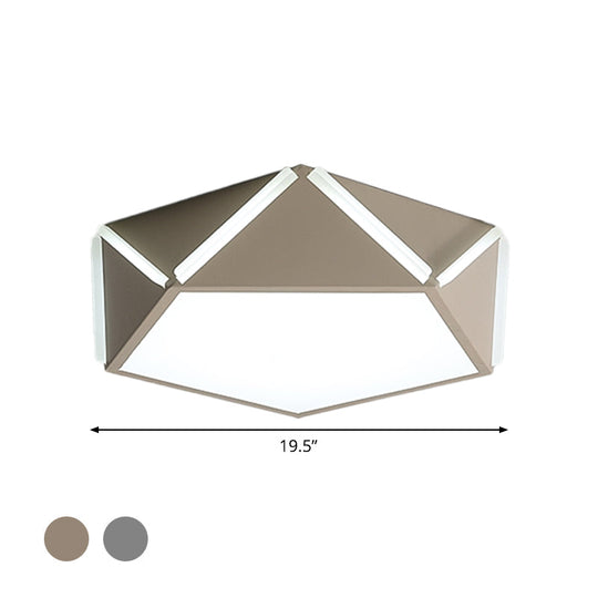 Pentagonal Flushmount Led Ceiling Lamp For Childs Bedroom - Modern Acrylic Metal Design