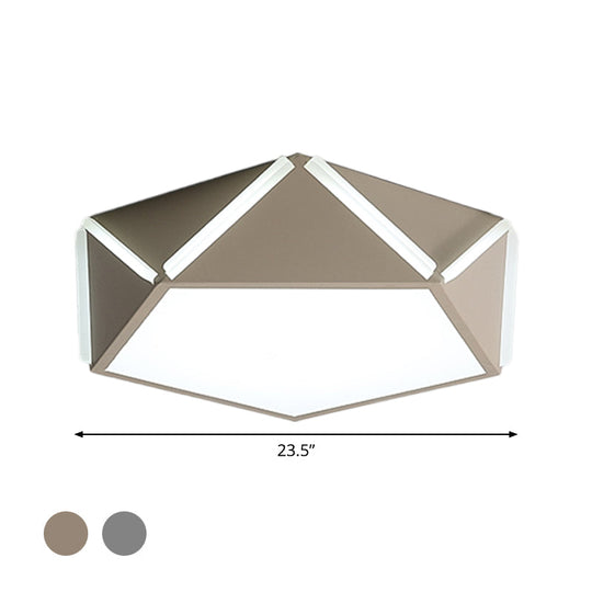 Pentagonal Flushmount Led Ceiling Lamp For Child’s Bedroom - Modern Acrylic Metal Design
