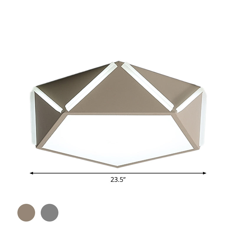 Pentagonal Flushmount Led Ceiling Lamp For Childs Bedroom - Modern Acrylic Metal Design