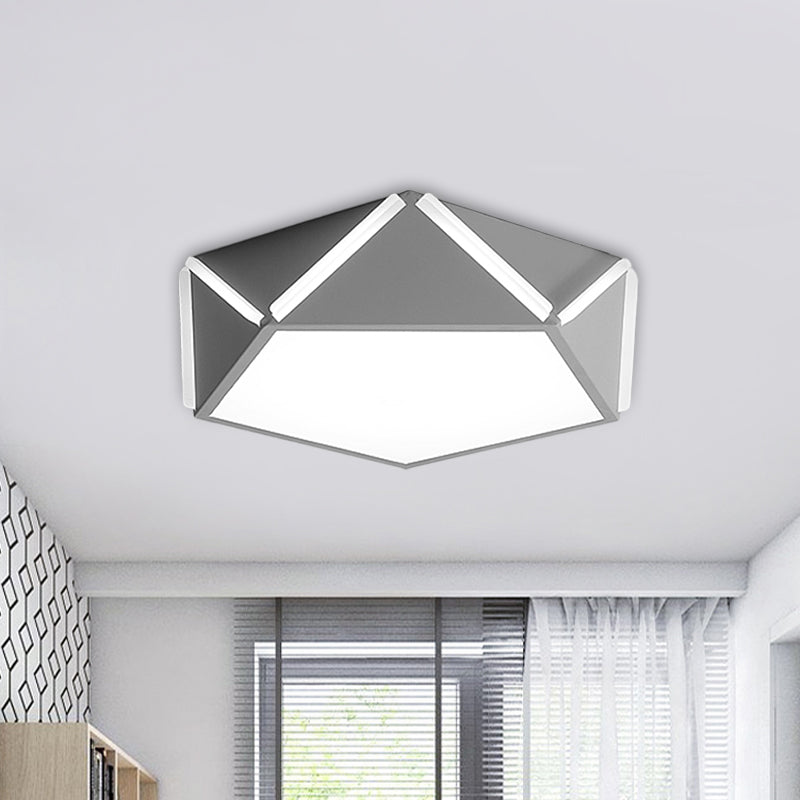 Pentagonal Flushmount Led Ceiling Lamp For Child’s Bedroom - Modern Acrylic Metal Design