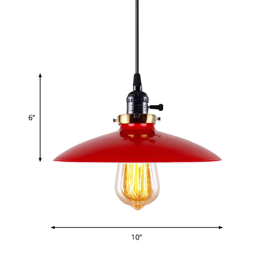 3-Pack Industrial Style Metal Pendant Lights - Saucer Shade Red Hanging Light Restaurant Quality