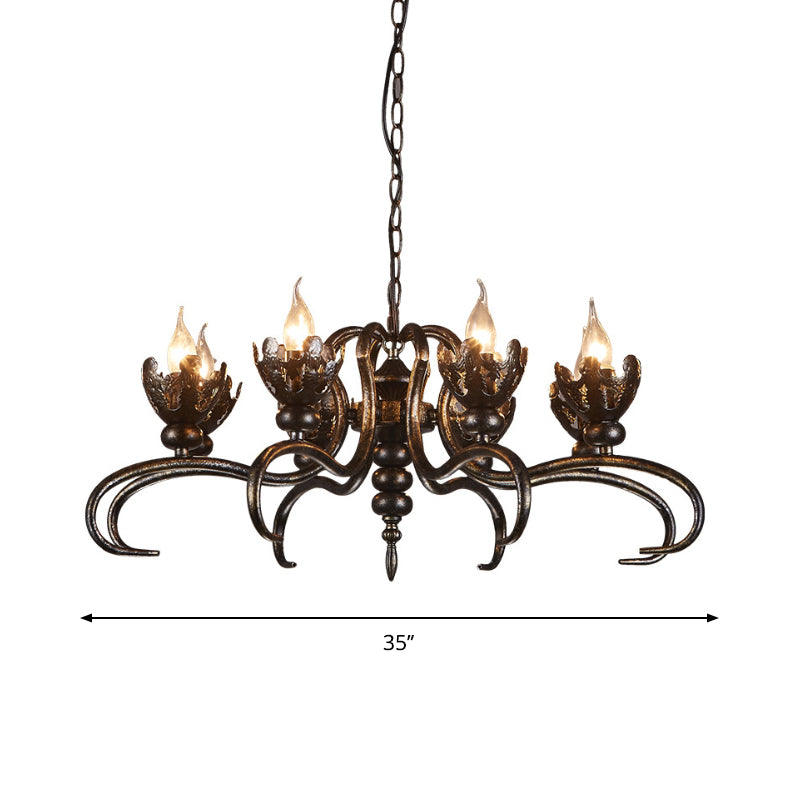 Rustic Antique Candle Chandelier – Stylish Twist Arm Pendant Light For Farmhouse Décor