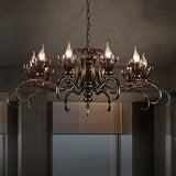 Rustic Antique Candle Chandelier: Stylish Twist Arm Pendant Light For Farmhouse