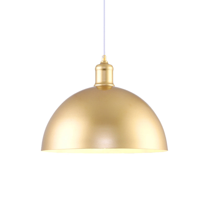 Vintage Industrial Hanging Lamp With Metallic Golden Dome Shade And 1 Bulb 12/16 Inch Width