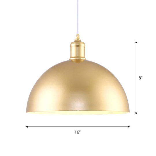 Vintage Industrial Metallic Golden Pendant Lamp 12/16 Inch Width Dome Shade 1 Bulb