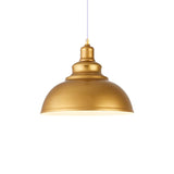 Mid-Century Metal Domed Pendant Ceiling Light With Adjustable Cord - Gold Finish 1 Head Ideal For