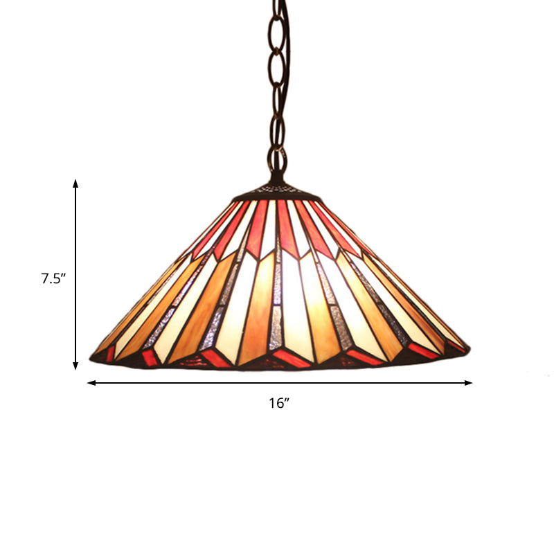 Brown Tiffany Hanging Pendant Light: Stained Art Glass Ceiling Fixture For Living Room
