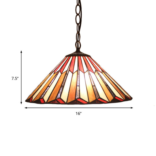 Brown Tiffany Hanging Pendant Light: Stained Art Glass Ceiling Fixture For Living Room