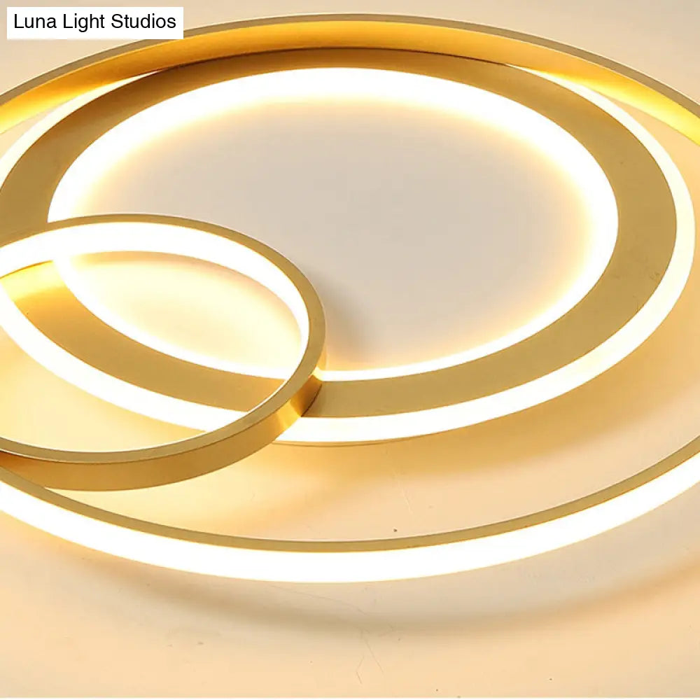 18/21.5 Contemporary Acrylic Wide Ring Ceiling Light In Black/Gold - Led Flush Mount Lamp With