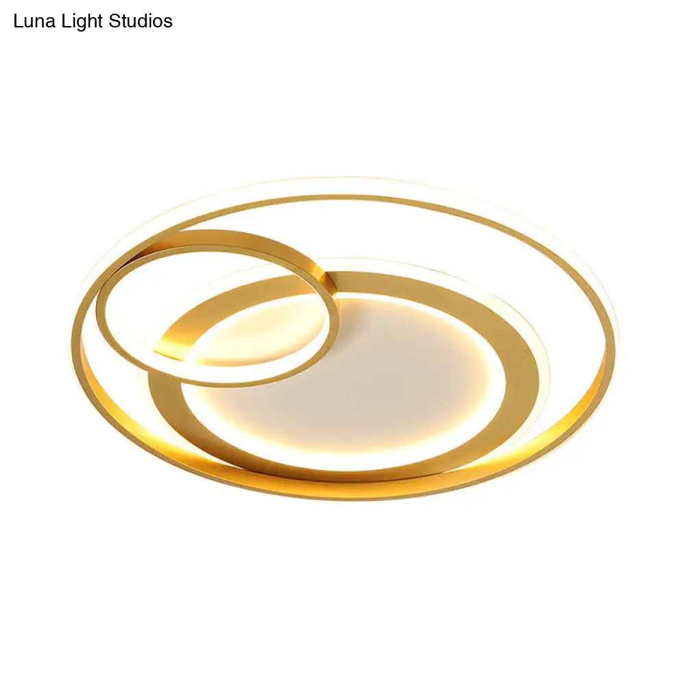 18/21.5 Contemporary Acrylic Wide Ring Ceiling Light In Black/Gold - Led Flush Mount Lamp With