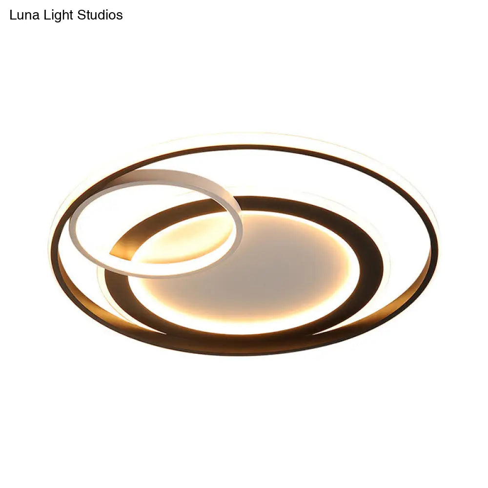 18/21.5 Contemporary Acrylic Wide Ring Ceiling Light In Black/Gold - Led Flush Mount Lamp With