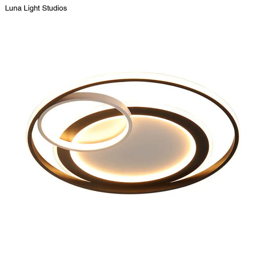 18/21.5 Contemporary Acrylic Wide Ring Ceiling Light In Black/Gold - Led Flush Mount Lamp With