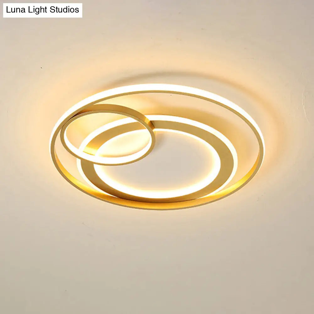 18/21.5 Contemporary Acrylic Wide Ring Ceiling Light In Black/Gold - Led Flush Mount Lamp With