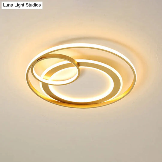 18/21.5 Contemporary Acrylic Wide Ring Ceiling Light In Black/Gold - Led Flush Mount Lamp With
