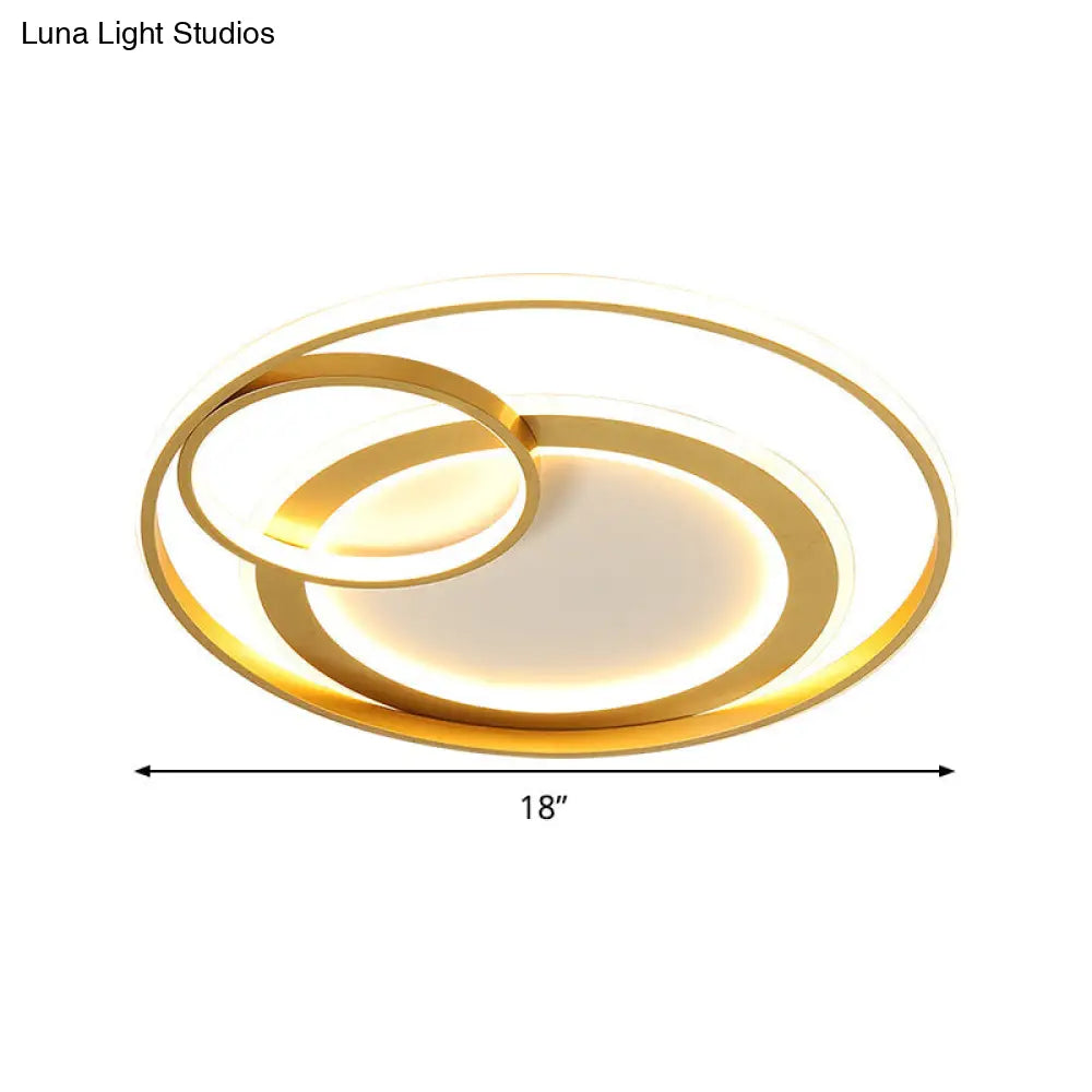 18/21.5 Contemporary Acrylic Wide Ring Ceiling Light In Black/Gold - Led Flush Mount Lamp With