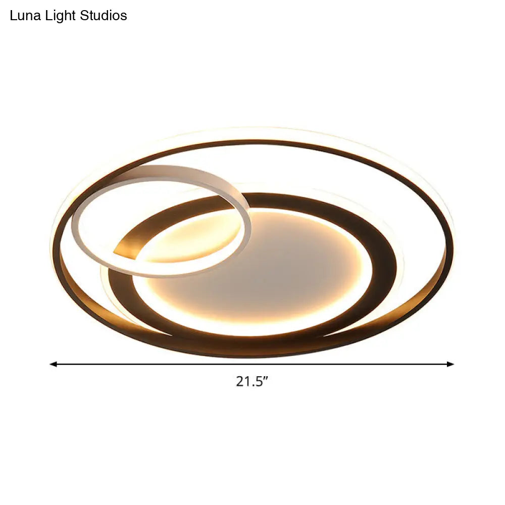 18/21.5 Contemporary Acrylic Wide Ring Ceiling Light In Black/Gold - Led Flush Mount Lamp With