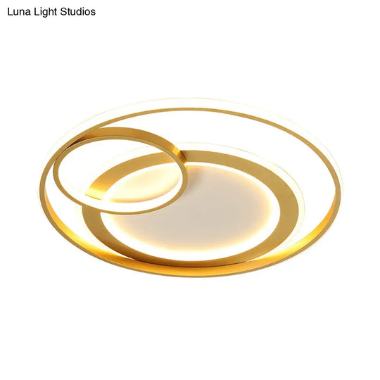 18’/21.5’ Contemporary Acrylic Wide Ring Ceiling Light In Black/Gold - Led Flush Mount Lamp