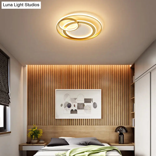 18’/21.5’ Contemporary Acrylic Wide Ring Ceiling Light In Black/Gold - Led Flush Mount Lamp