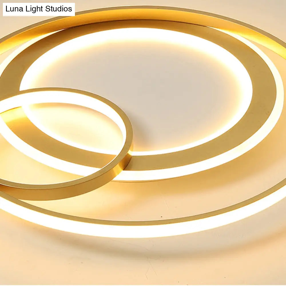 18’/21.5’ Contemporary Acrylic Wide Ring Ceiling Light In Black/Gold - Led Flush Mount Lamp