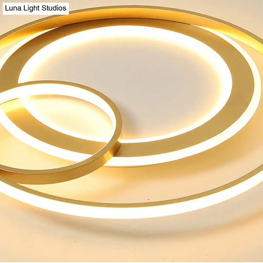18’/21.5’ Contemporary Acrylic Wide Ring Ceiling Light In Black/Gold - Led Flush Mount Lamp