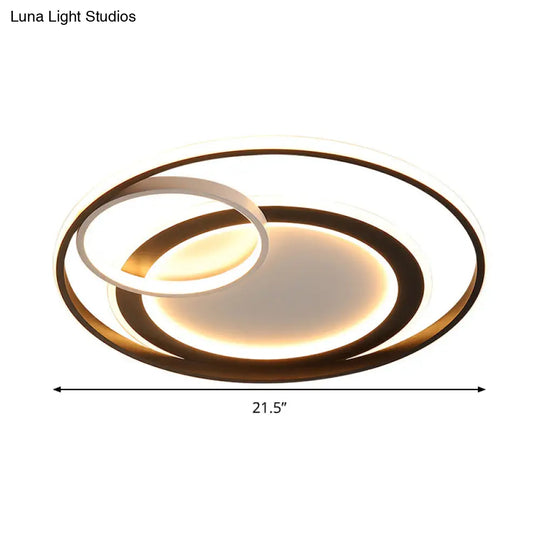 18’/21.5’ Contemporary Acrylic Wide Ring Ceiling Light In Black/Gold - Led Flush Mount Lamp