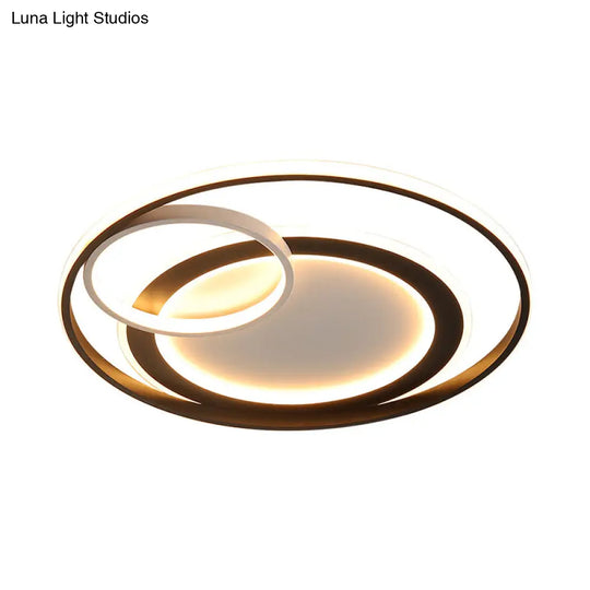 18’/21.5’ Contemporary Acrylic Wide Ring Ceiling Light In Black/Gold - Led Flush Mount Lamp