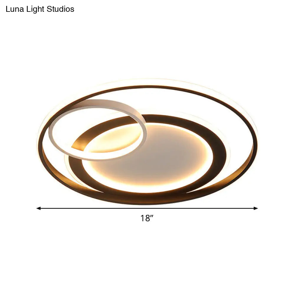 18/21.5 Contemporary Acrylic Wide Ring Ceiling Light In Black/Gold - Led Flush Mount Lamp With