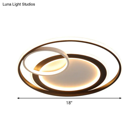 18/21.5 Contemporary Acrylic Wide Ring Ceiling Light In Black/Gold - Led Flush Mount Lamp With